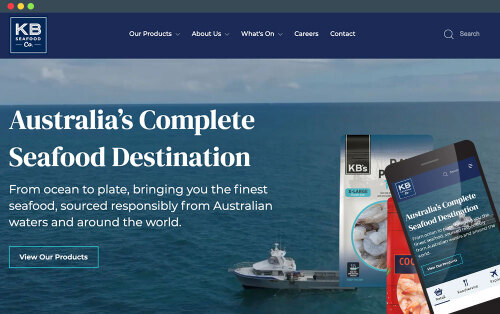 KB Seafood Co website on mobile and laptop view