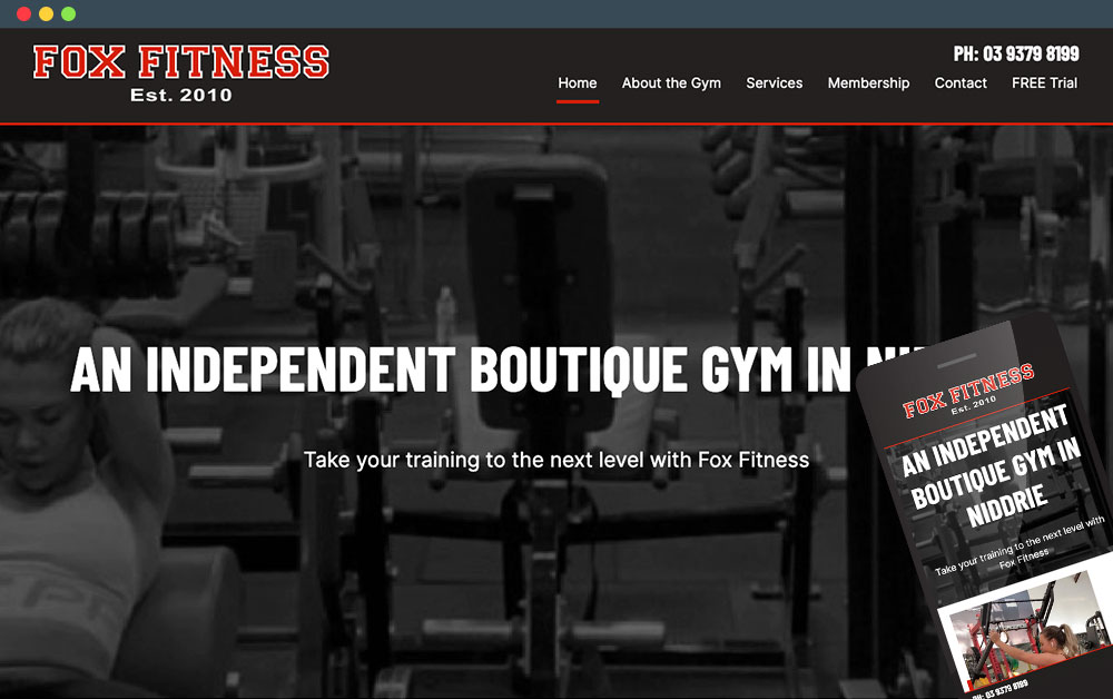 Fox Fitness website on laptop and mobile view