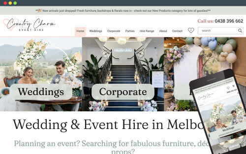Country Charm Event Hire Website Redesign