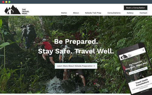 The Travel Prac website on desktop and mobile view
