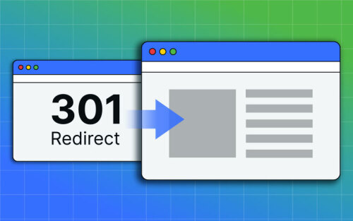 Illustration of a webpage with a 301 redirect set up going to a page with content